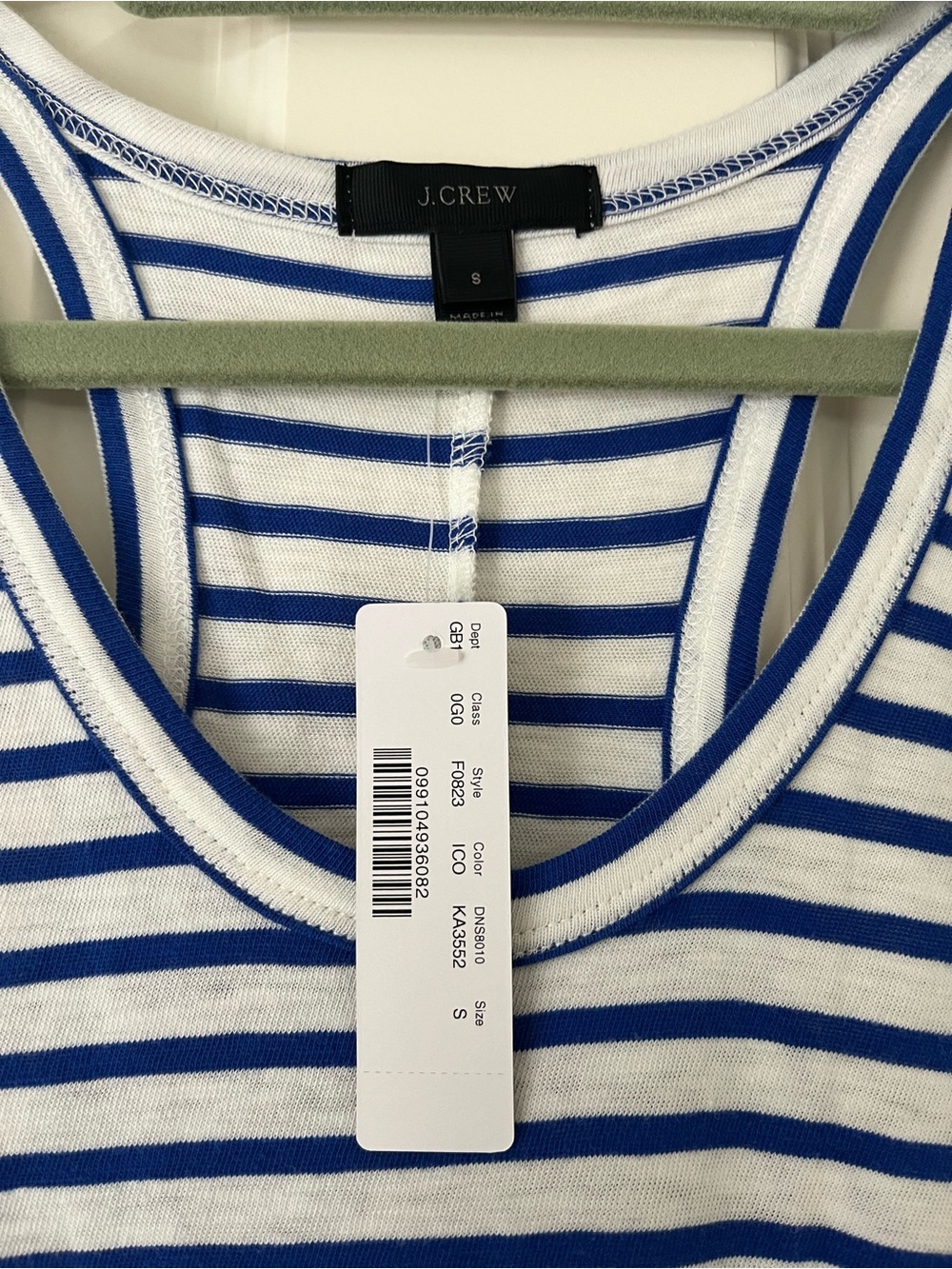 J. Crew Blue and White Striped Racerback Tank - Picture 3 of 4
